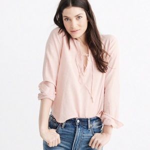 A&F pink lace up top